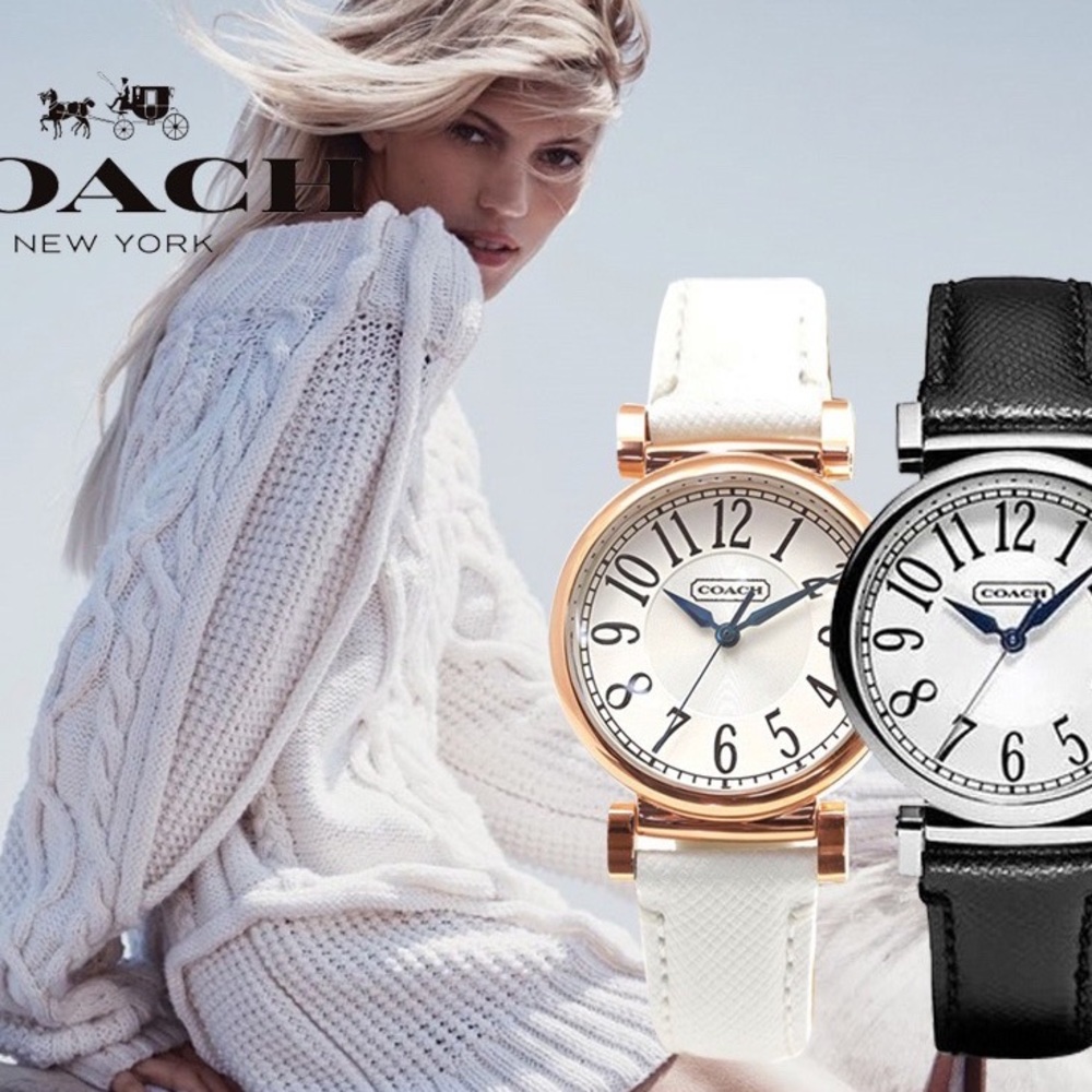 Coach Madison Fashion Leather Strap Watch 32mm（ may need to change battery)